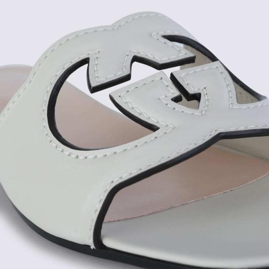  구찌 뮬/슬리퍼 가죽 플랫슈즈 화이트 - GUCCI