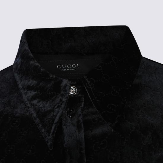  구찌 긴팔 셔츠 비스코스 실크 블렌드  블랙 - GUCCI