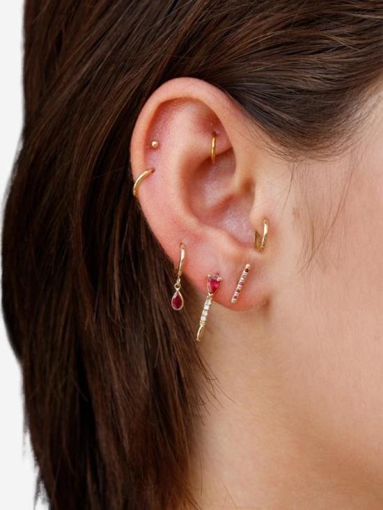  로렌 스튜어트 싱글 이어링 미니 보석 다이아몬드 안전핀 귀걸이 - LOREN STEWART