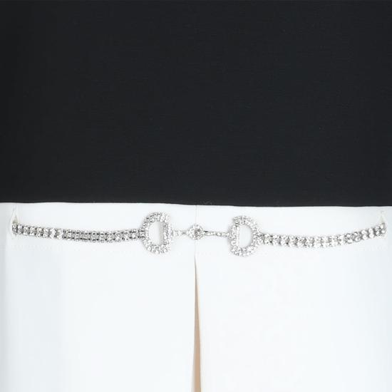  구찌 미디 원피스 블랙 앤 화이트 드레스 - GUCCI