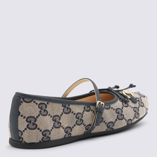  [키즈] 구찌 플랫 슈즈 키즈 베이지 & 블루 플랫 - GUCCI