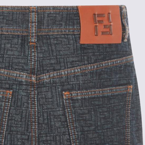  펜디 데님 스커트 다크 블루 코튼 스커트 - FENDI