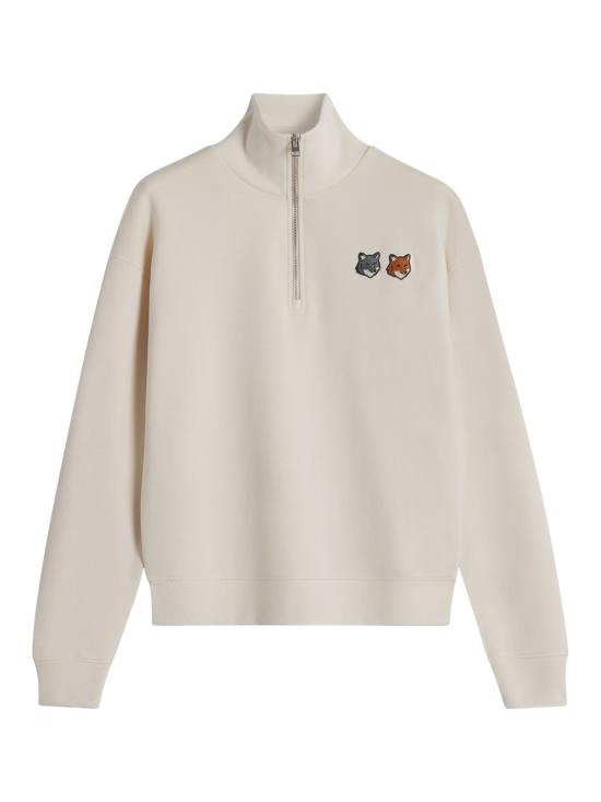 26SS 메종키츠네 더블 볼드 폭스 헤드 하프 집 컴포트 스웨트셔츠 OW211CFKM0341 P702 White