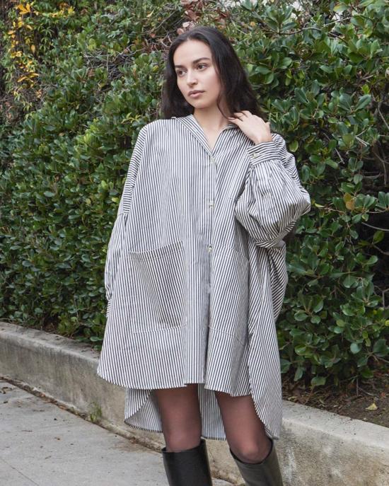  Athena Newton 블라우스 아테나 뉴턴 코튼 스모크  (탠 스트라이프 패턴) - OTHER BRANDS