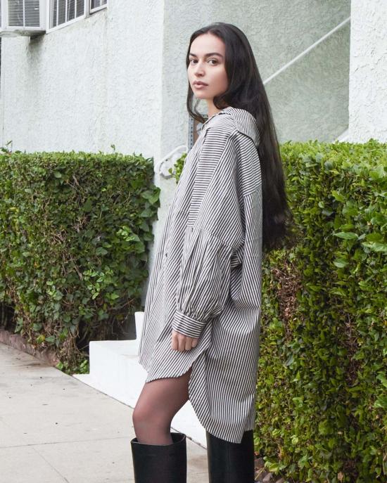  Athena Newton 블라우스 아테나 뉴턴 코튼 스모크  (탠 스트라이프 패턴) - OTHER BRANDS