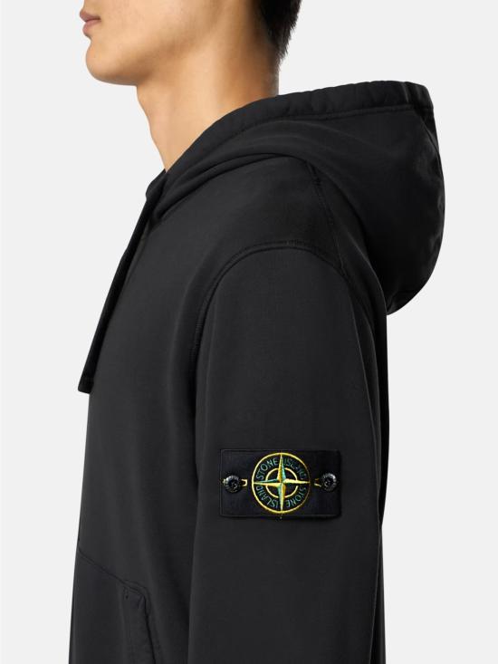 26SS 스톤 아일랜드 오가닉 코튼 플리스 레귤러핏 집업 후드 스웨트셔츠 L1S15 6100061 S0051 V0029 Black - STONE ISLAND