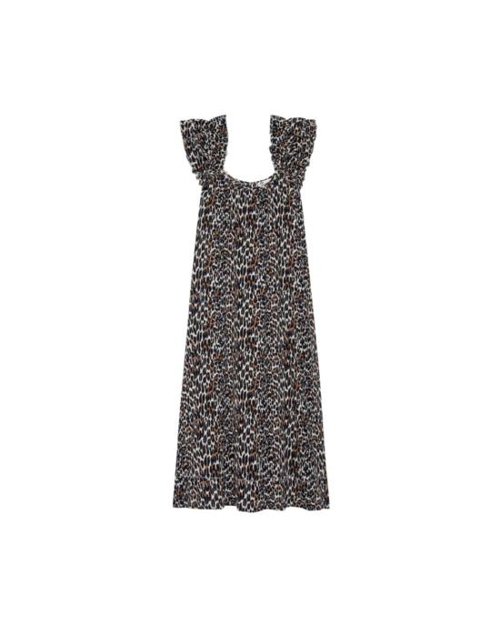  더 그레이트 비치용품 . 러플 커버업 레오파드 프린트