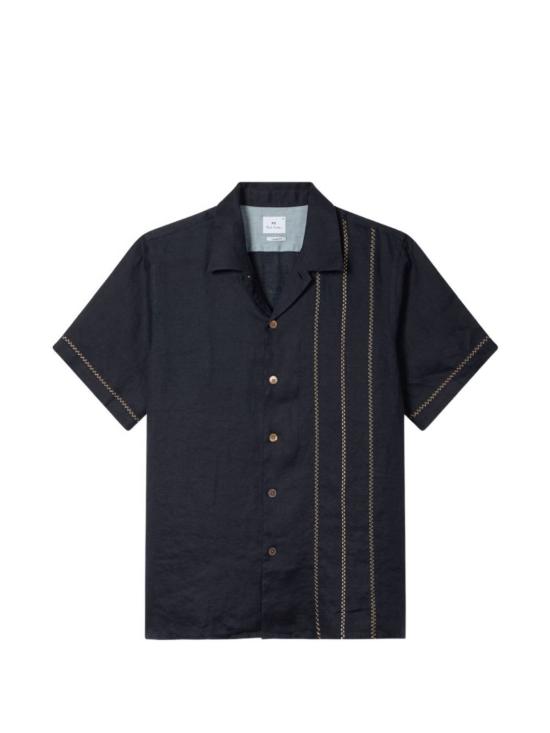  폴 스미스 반팔 셔츠 린넨 자수 셔츠 블루