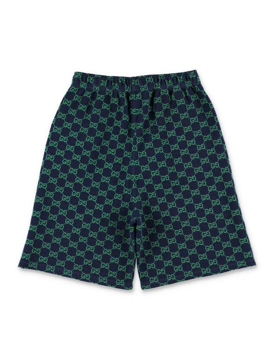  [키즈] 구찌 쇼츠/버뮤다 GG 키즈 반바지 네이비/그린 - GUCCI