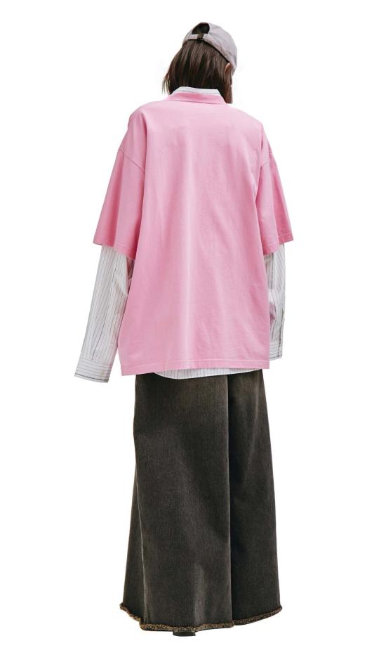  발렌시아가 긴팔 티셔츠 프라이드 박시 티셔츠 라이트 핑크 - BALENCIAGA