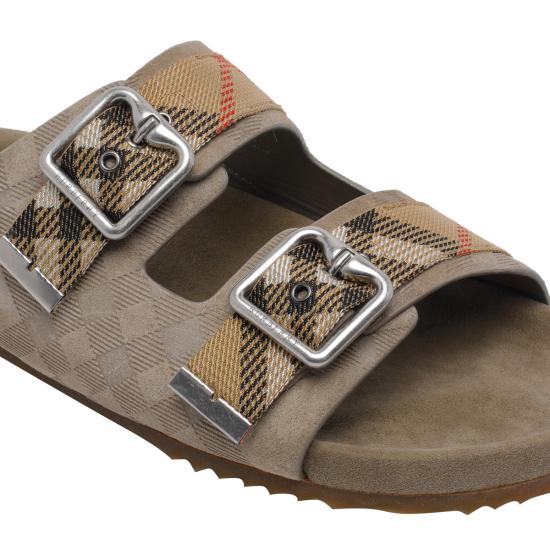 26SS 버버리 체크 스웨이드 얼친 샌들 8122994 C5120 - BURBERRY