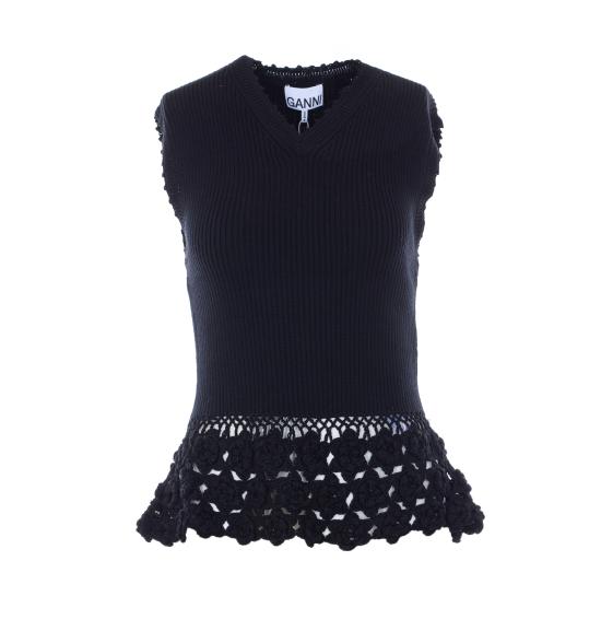 26SS 가니 민소매 티셔츠 A1070251 099 Black