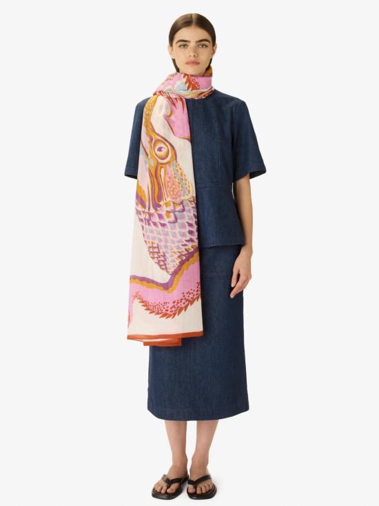  이누이 에디션 머플러/스카프 이노우이 에디션 100 크로커다일 스카프 화이트 - INOUI EDITION