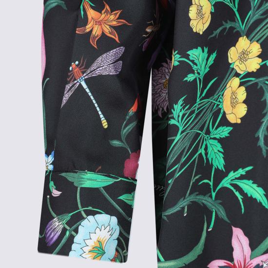  구찌 블라우스 멀티컬러 실크 셔츠 플로라 - GUCCI