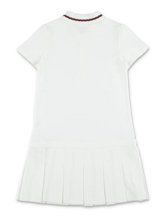  [키즈] 구찌 원피스 키즈 코튼 피케 폴로 드레스 (웹 디테일 포함) 새 상품 화이트 - GUCCI