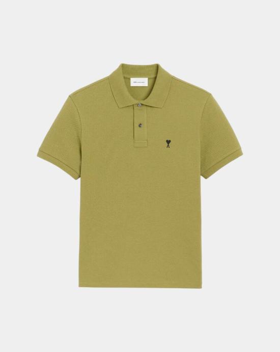 26SS 아미 스몰 하트 로고 폴로 티셔츠 HPL411760 A035 Matcha