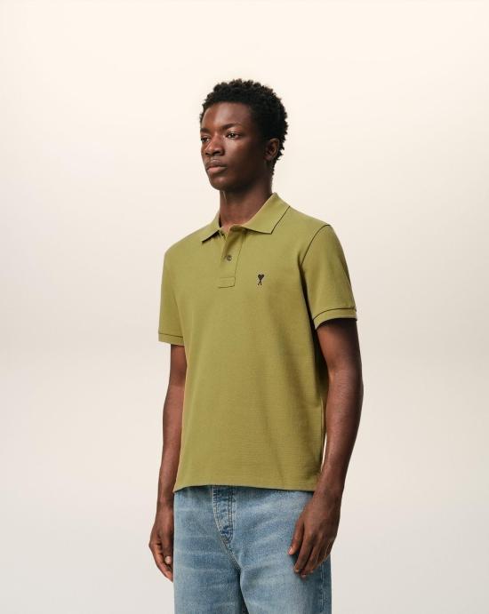 26SS 아미 스몰 하트 로고 폴로 티셔츠 HPL411760 A035 Matcha - AMI