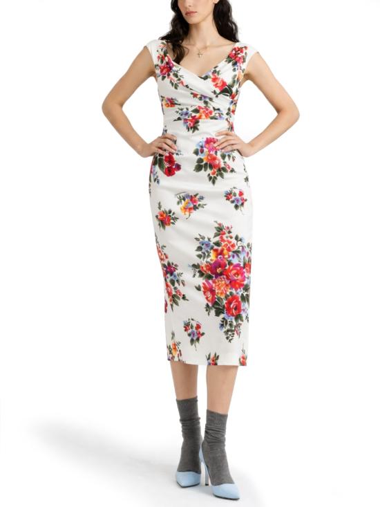 26SS 돌체앤가바나 플라워 부케 프린트 새틴 드레스 F612RT FSICEHA5ZO MULTICOLOUR - DOLCE & GABBANA