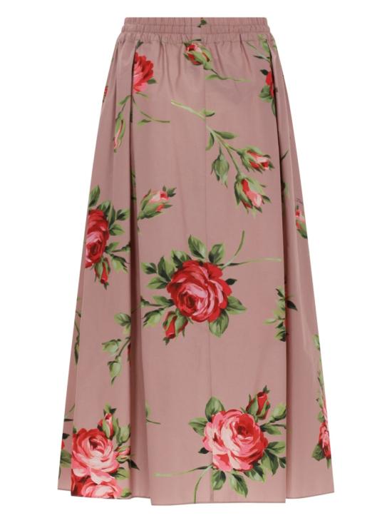 26SS 돌체앤가바나 로즈 부케 프린트 미디 스커트 F4DC7T HS5UTHF5ZN PINK - DOLCE & GABBANA