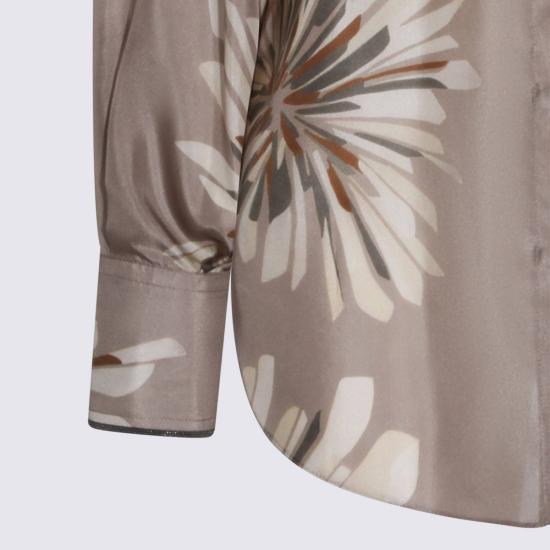  브루넬로 쿠치넬리 블라우스 Brunello Cucinelli 실크 셔츠 베이지 - BRUNELLO CUCINELLI