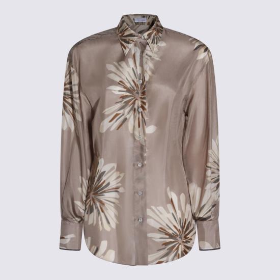  브루넬로 쿠치넬리 블라우스 Brunello Cucinelli 실크 셔츠 베이지