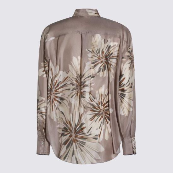  브루넬로 쿠치넬리 블라우스 Brunello Cucinelli 실크 셔츠 베이지 - BRUNELLO CUCINELLI
