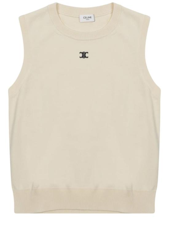  셀린느 민소매 티셔츠 로고  베이지