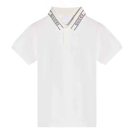  [키즈] 구찌 티셔츠 아동용 흰색 면 폴로 셔츠