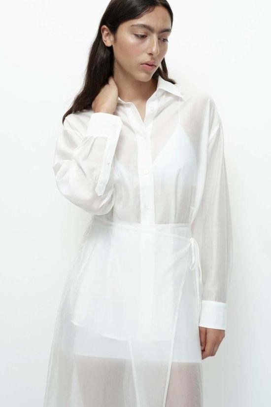  미정박 셔츠 박미정 시스루 셔츠 화이트 - MIJEONG PARK