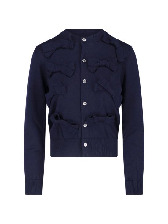 25FW 꼼데가르송 울 저지 리본 데코레이션 가디건 NP N006 W25 1 Blue