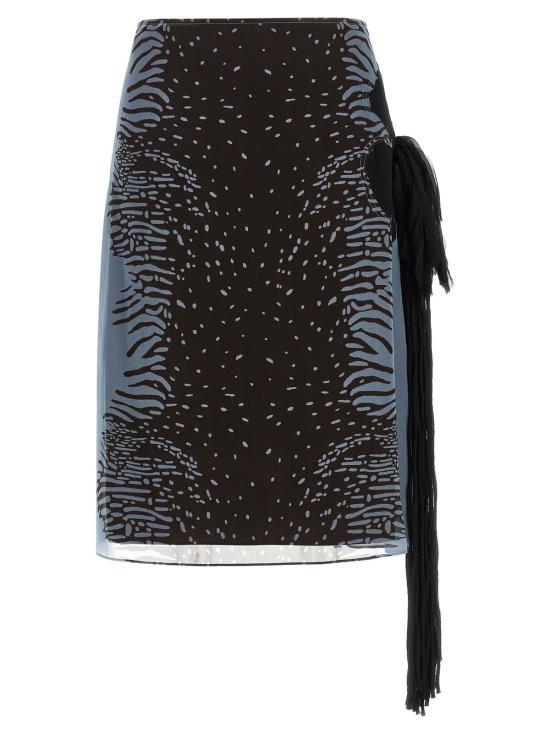  살바토레 페라가모 미디 스커트 페라가모 조젯 스커트 멀티컬러