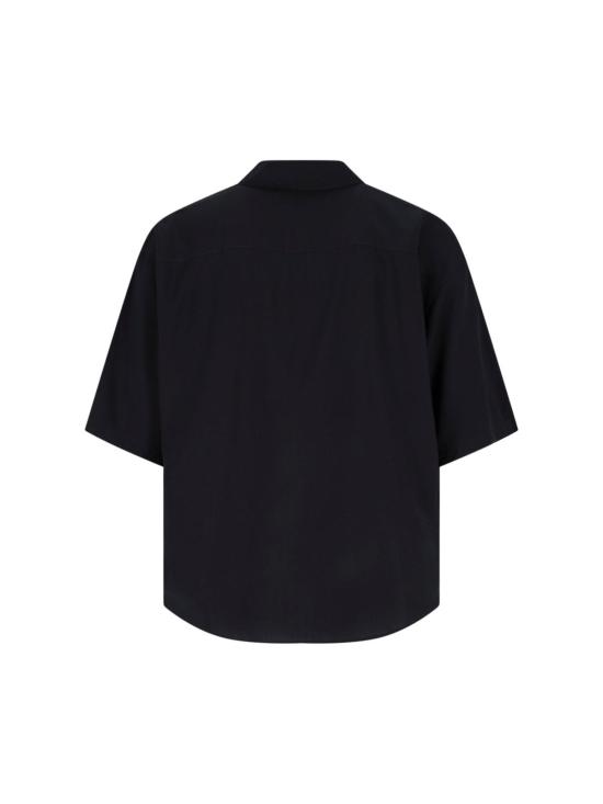  아미 반팔 셔츠 알렉상드르 마티우시 로고 셔츠 블랙 - AMI