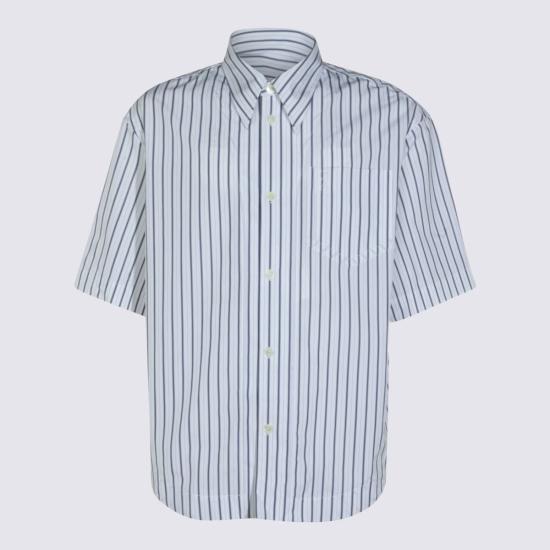  아미 반팔 셔츠 알렉상드르 마티우시 코튼 셔츠 화이트 블루