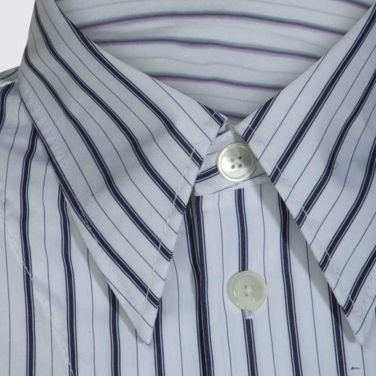  아미 반팔 셔츠 알렉상드르 마티우시 코튼 셔츠 화이트 블루 - AMI