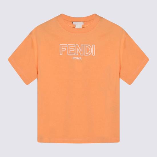  [키즈] 펜디 티셔츠 아동용 오렌지색 면 티셔츠