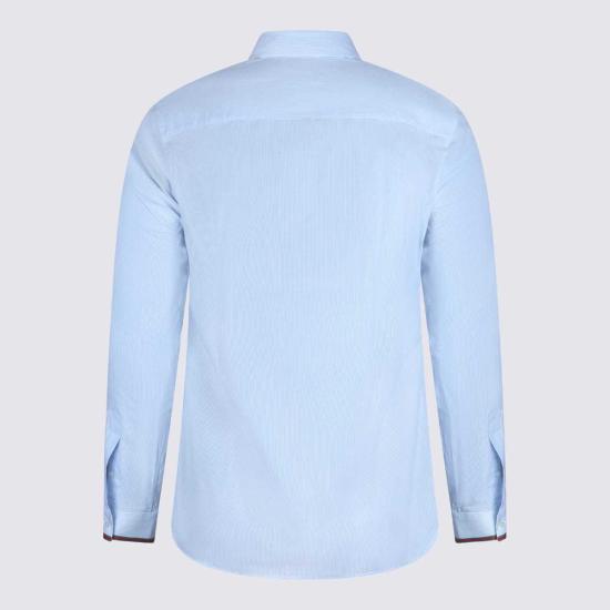  구찌 긴팔 티셔츠 라이트 블루 코튼 셔츠 - GUCCI