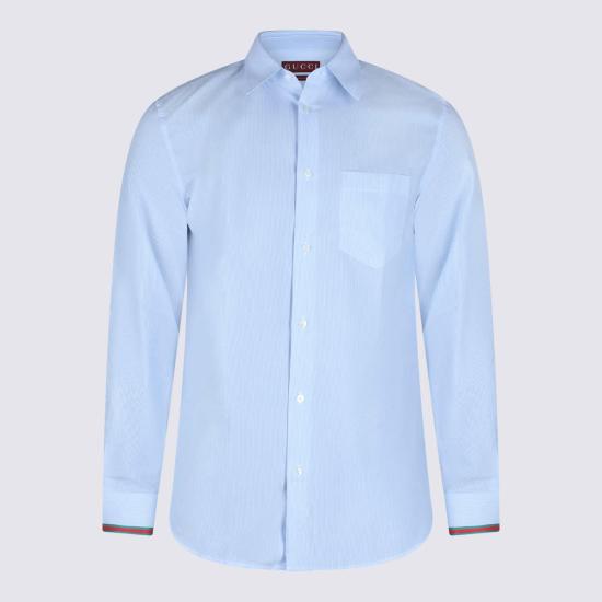  구찌 긴팔 티셔츠 라이트 블루 코튼 셔츠