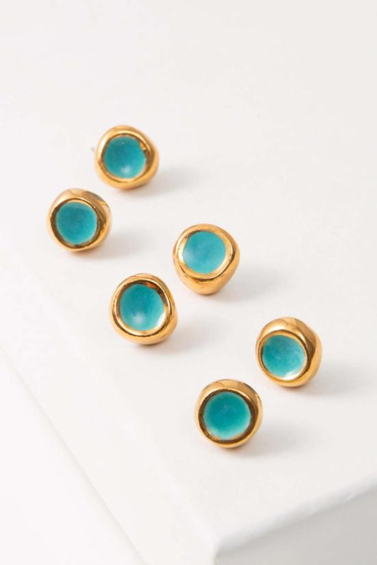  누데이 이어링 눈데이 조각 도자기 스터드 귀걸이 - NOONDAY