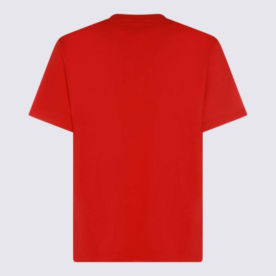  구찌 반팔 티셔츠 로고 코튼 티셔츠 레드 - GUCCI