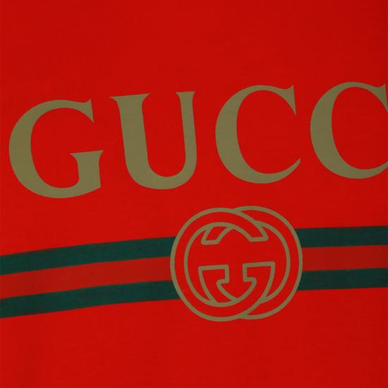  구찌 반팔 티셔츠 로고 코튼 티셔츠 레드 - GUCCI