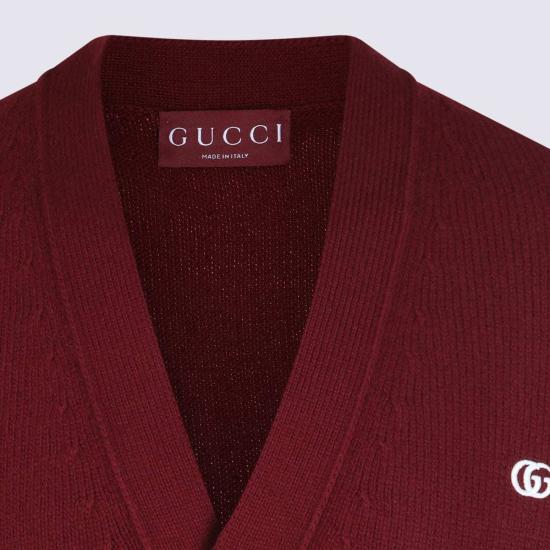  구찌 가디건 울 블렌드 니트  레드 - GUCCI
