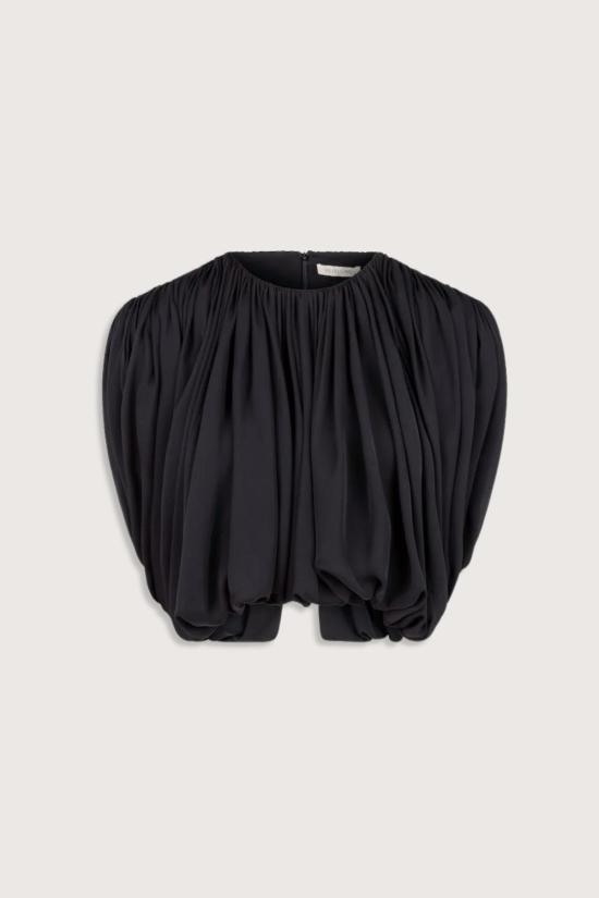  에어룸 블라우스 헤럴롬 레나타 오픈 백 탑 블랙