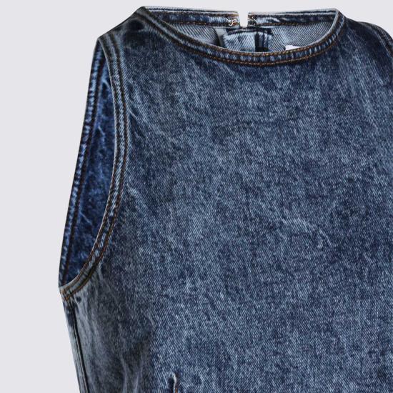  알라이아 데님 셔츠 Alaia 데님 코튼 탱크탑 Bleu Neige - ALAIA