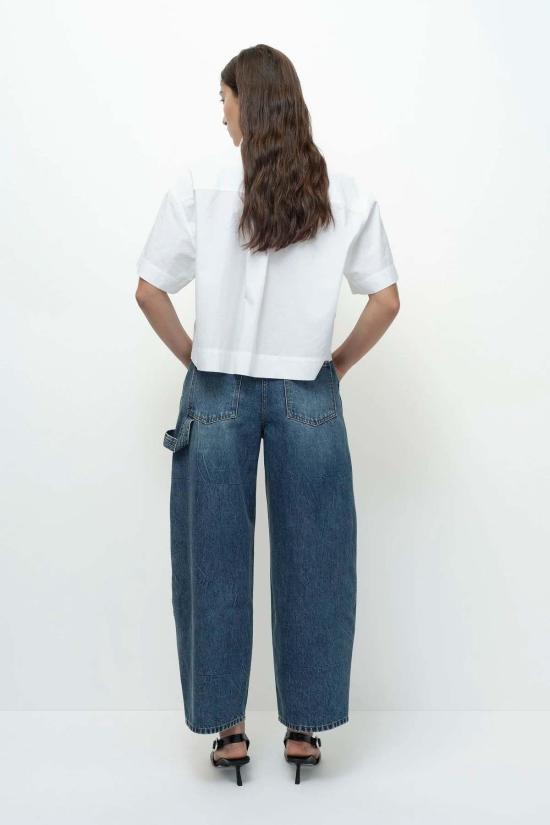  미정박 데님 팬츠 박미정 배럴 레그 패치  블루 - MIJEONG PARK