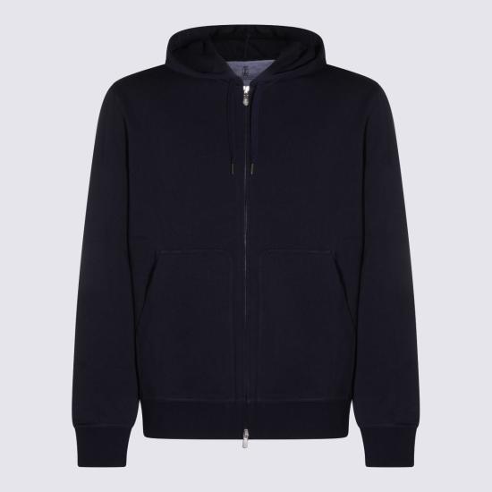  브루넬로 쿠치넬리 긴팔 티셔츠 Brunello Cucinelli 코튼 스웨트셔츠 블루