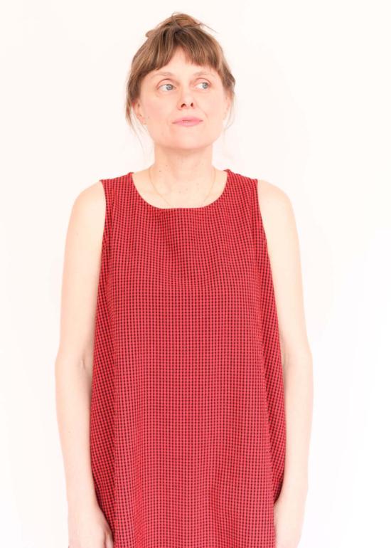  브린 워커 롱 원피스 안젤리나 체크 시어서커 드레스 러셀리아 - BRYN WALKER