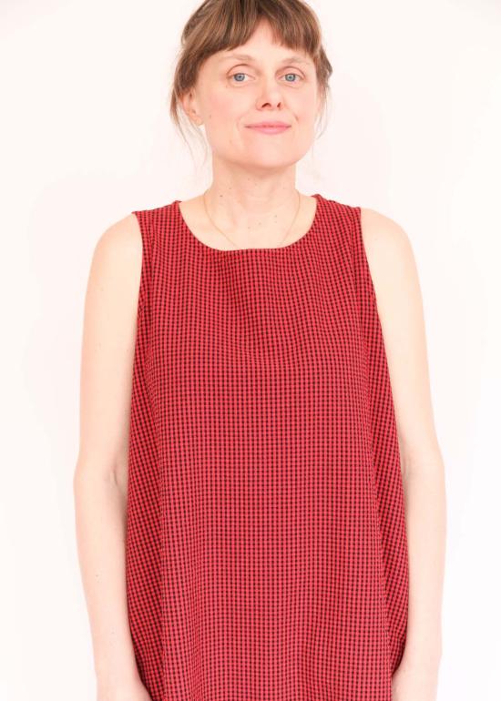  브린 워커 롱 원피스 안젤리나 체크 시어서커 드레스 러셀리아 - BRYN WALKER