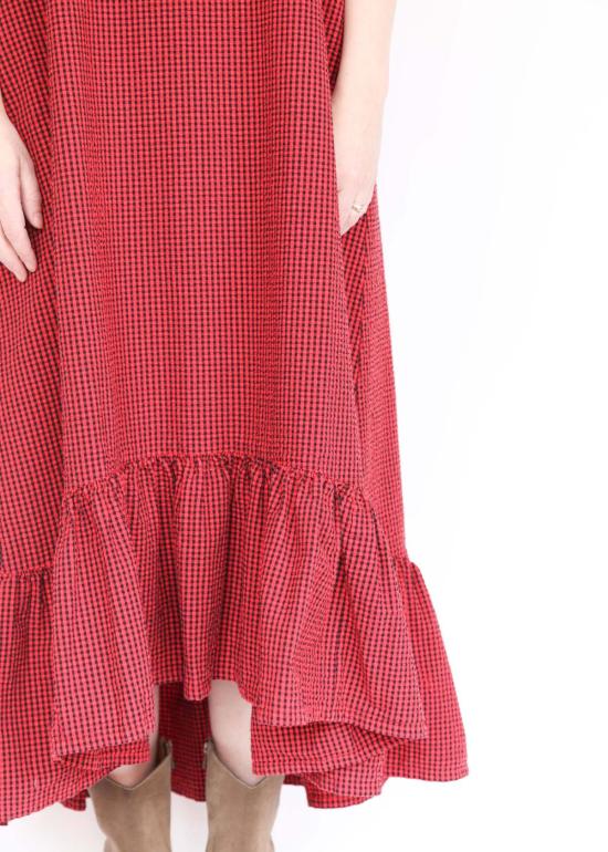  브린 워커 롱 원피스 안젤리나 체크 시어서커 드레스 러셀리아 - BRYN WALKER