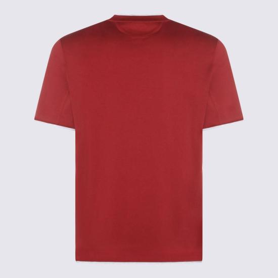  브루넬로 쿠치넬리 반팔 티셔츠 체리 코튼 티셔츠 레드 - BRUNELLO CUCINELLI