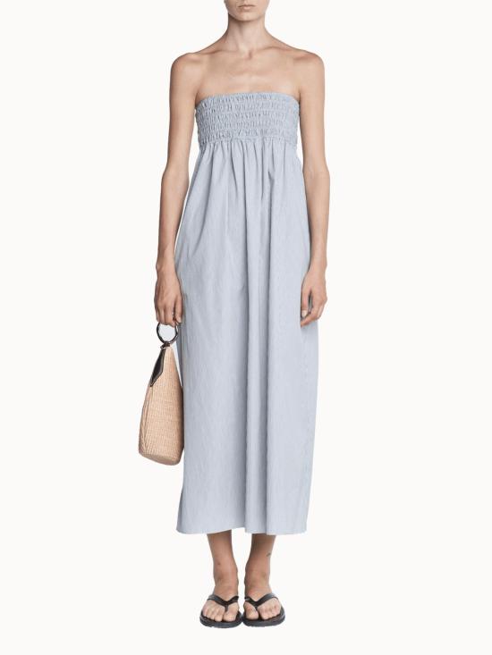  마리아 맥마누스 롱 원피스 엠파이어 홀터 드레스 핀스트라이프 블랙/화이트